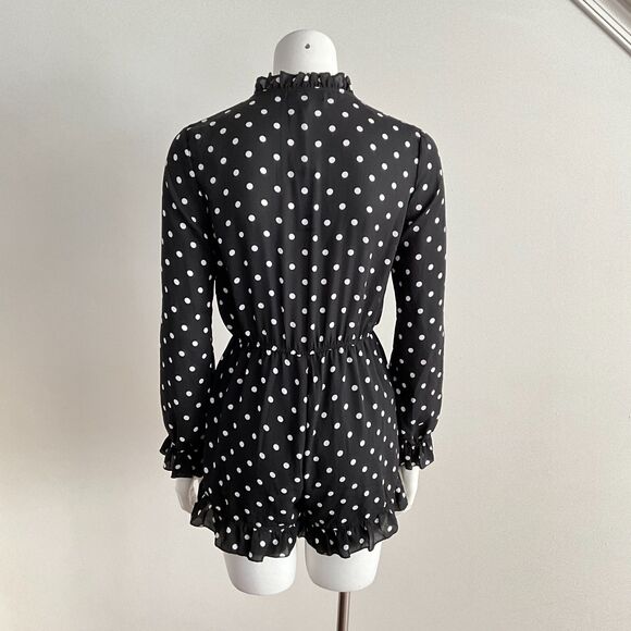 Romeo & Juliet Romper Black White Dot Print Ruffles S - Picture 9 of 9